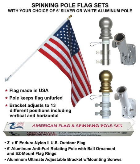 Spinning Flagpole, Bracket and Flag