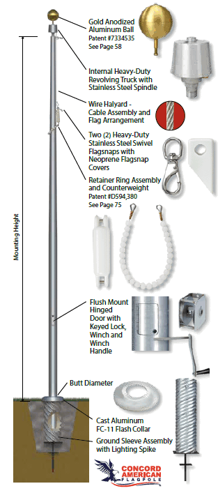 XIWW Titan Series Flagpole - Internal Halyard