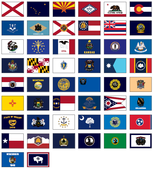 Complete 50 State Flag Set - Indoor/Parade w/ Pole Hem