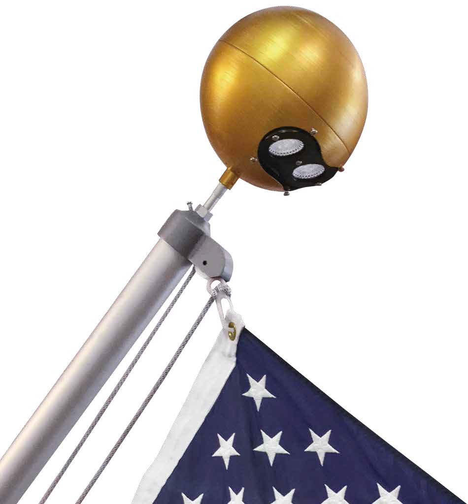 Flagpole Lighting - 2" Gold Outrigger Stationary Beacon 800 8" Dia (ABOS-202S-GLD)