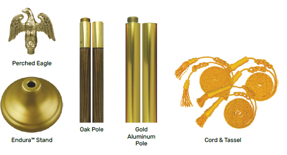 Deluxe U.S. Nylon Indoor/Parade Flag Set - Oak Pole (Mounting Set Only)