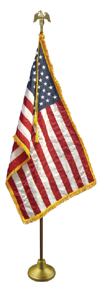 Deluxe U.S. Nylon Indoor/Parade Flag Set - Oak Pole (Complete Set)